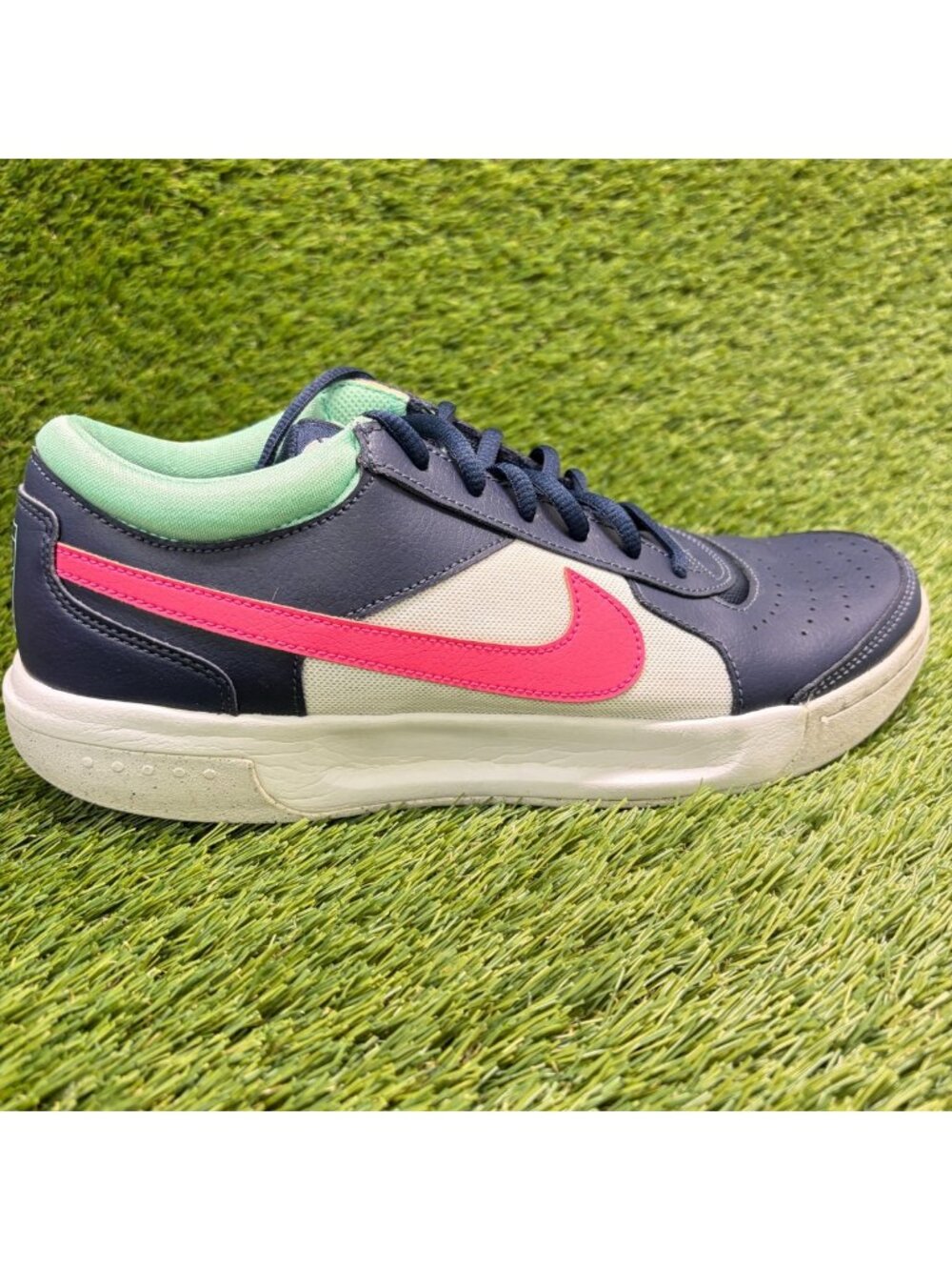 Nike Court Zoom Lite 3 Mens Size 9.5 Blue White Athletic Leather Shoes Sneakers
